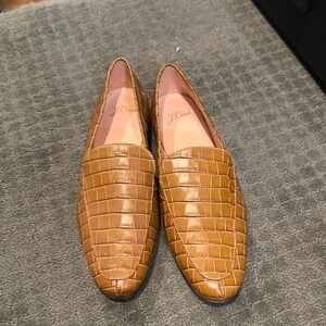 J. Crew Brown Croc-Embossed Loafers